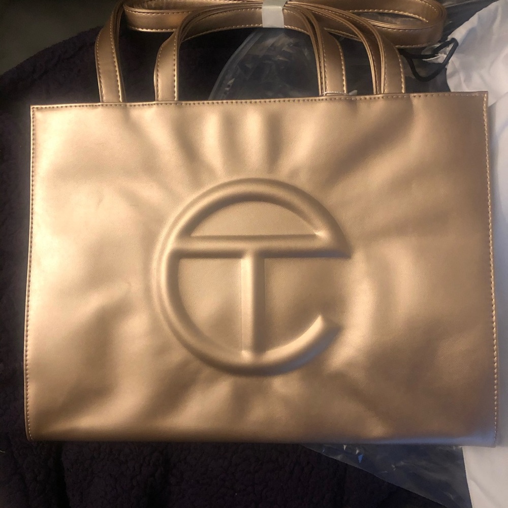 Medium Telfar Metallic Rose Gold Tote Bag
